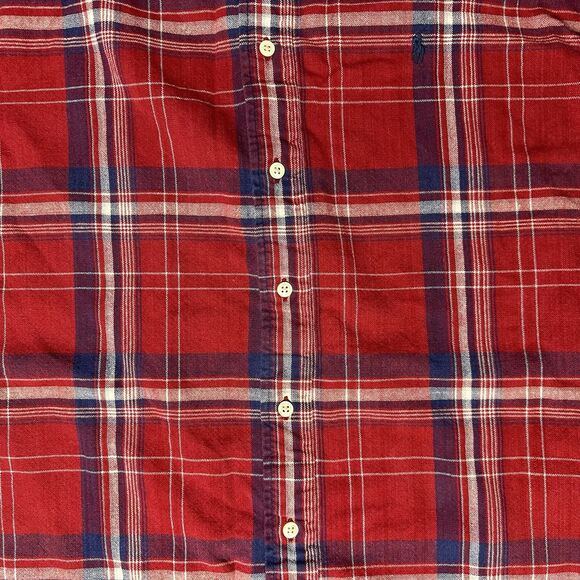 Ralph Lauren Blaire Shirt Red Button Up Long Sleeve Blake Cotton Blue Pony Large - Picture 6 of 10